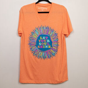 Oliver and Otis "Let Your Soul Shine" orange v-neck t-shirt-M